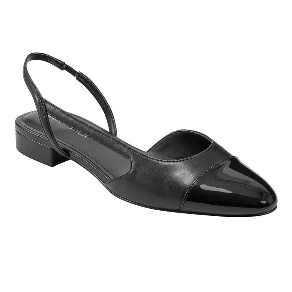 Marc Fisher Dela Closed Toe Sling Back Dress Flat Black Size 7